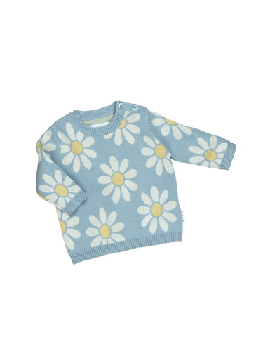 Huxbaby Daisy Knit Jumper (Blue) Jean Hadley