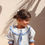 섬네일: Bonjour Diary Tie Blouse (Blue Mattress Stripes and Dot)