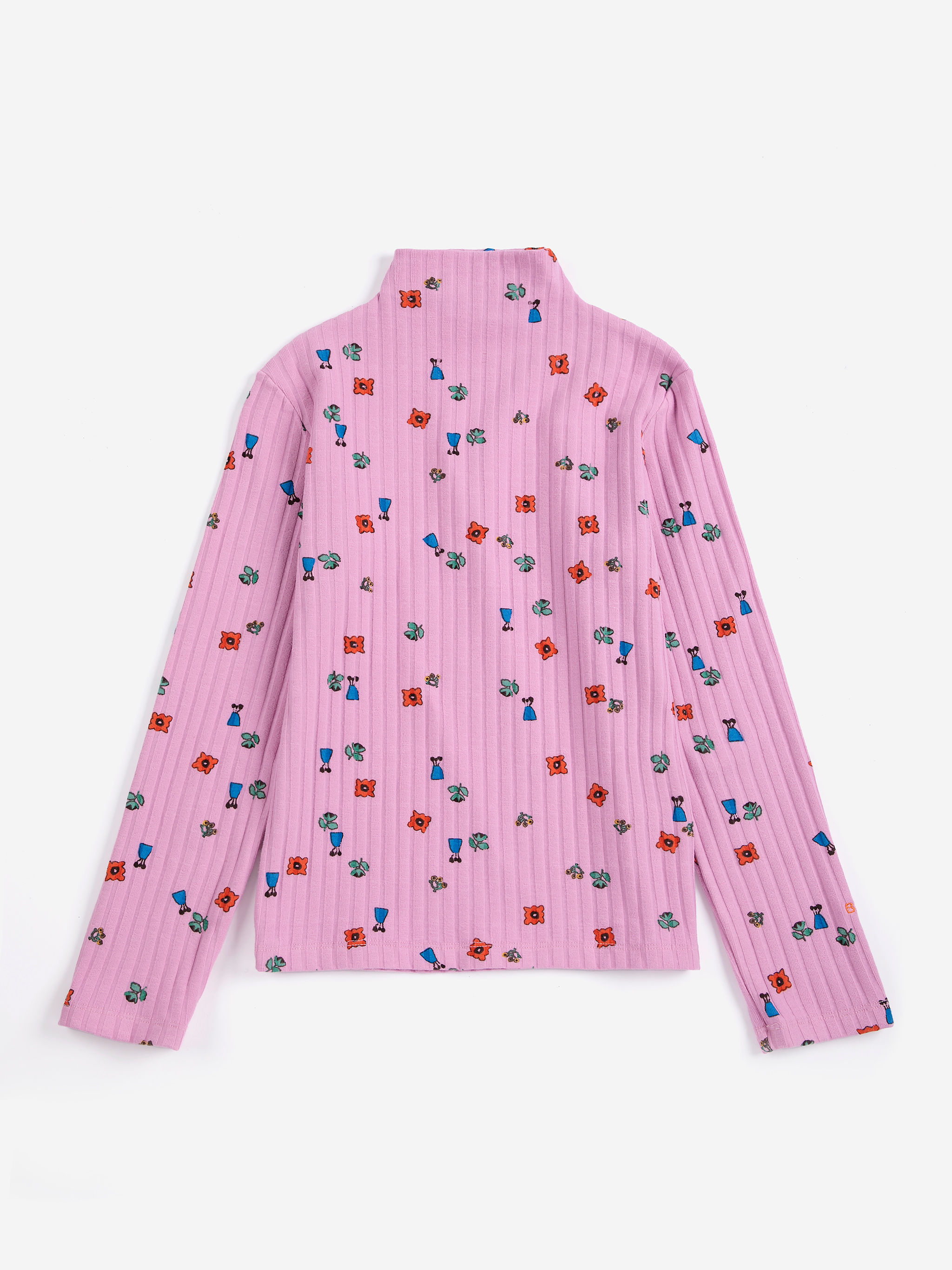 Bobo Choses Blossom All Over Turtle Neck T-shirt (Pink)