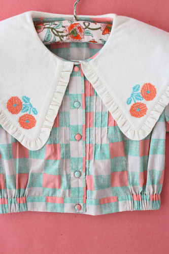 トップス Bonjour diary / CROP BLOUSE 4y Bonjour Diary Crop Shirt (Chess Checks) | Jean + Hadley
