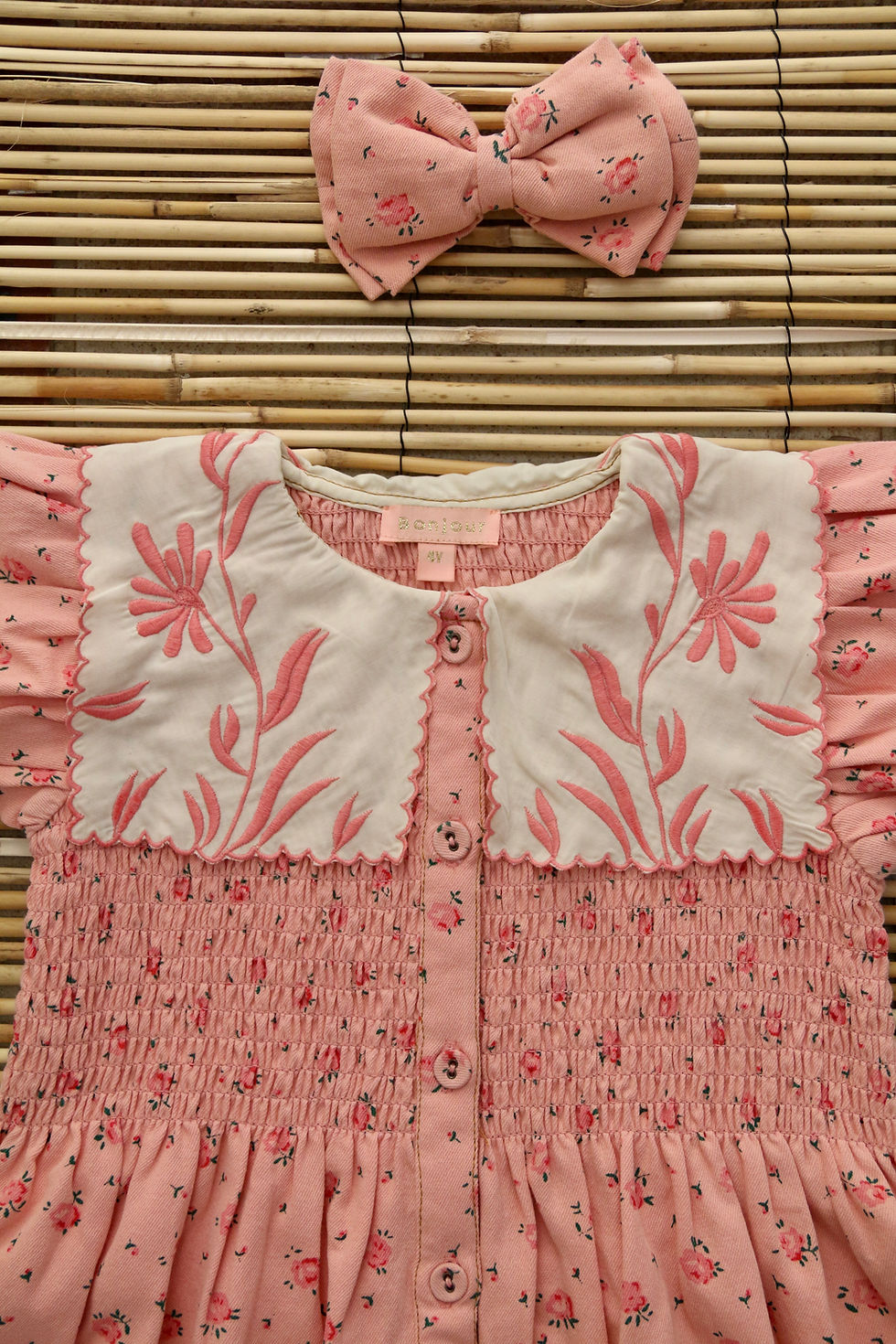 Thumbnail: Bonjour Diary Tunique with Collar & Hairclip (Rosa Bloom Print Denim)