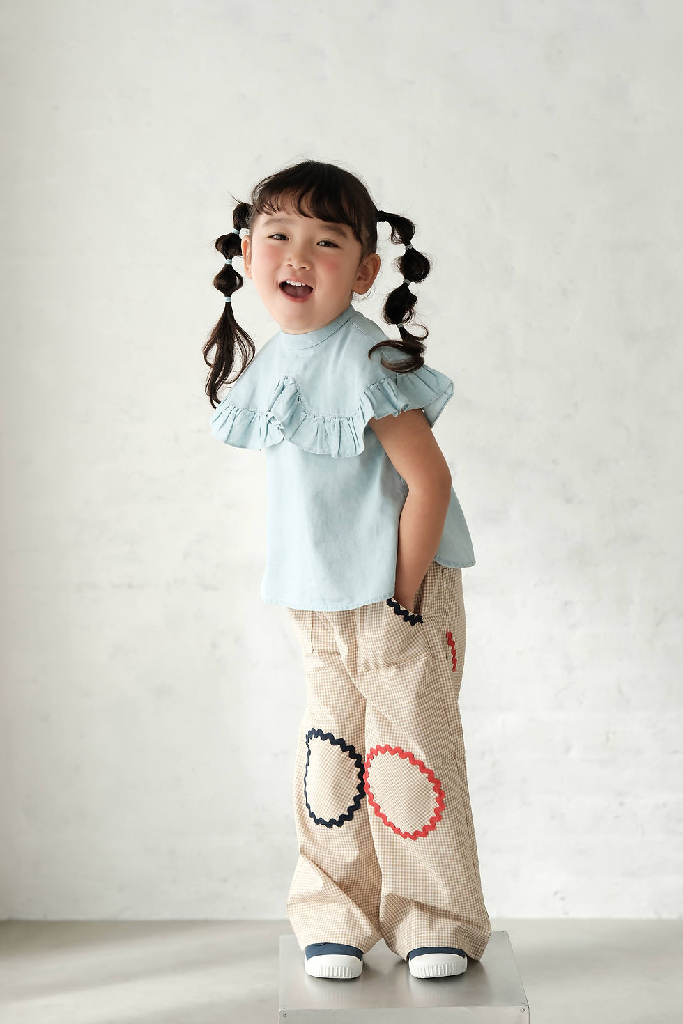 Thumbnail: Mes Kids Des Fleurs Lace Collar Shirt (Light Blue)