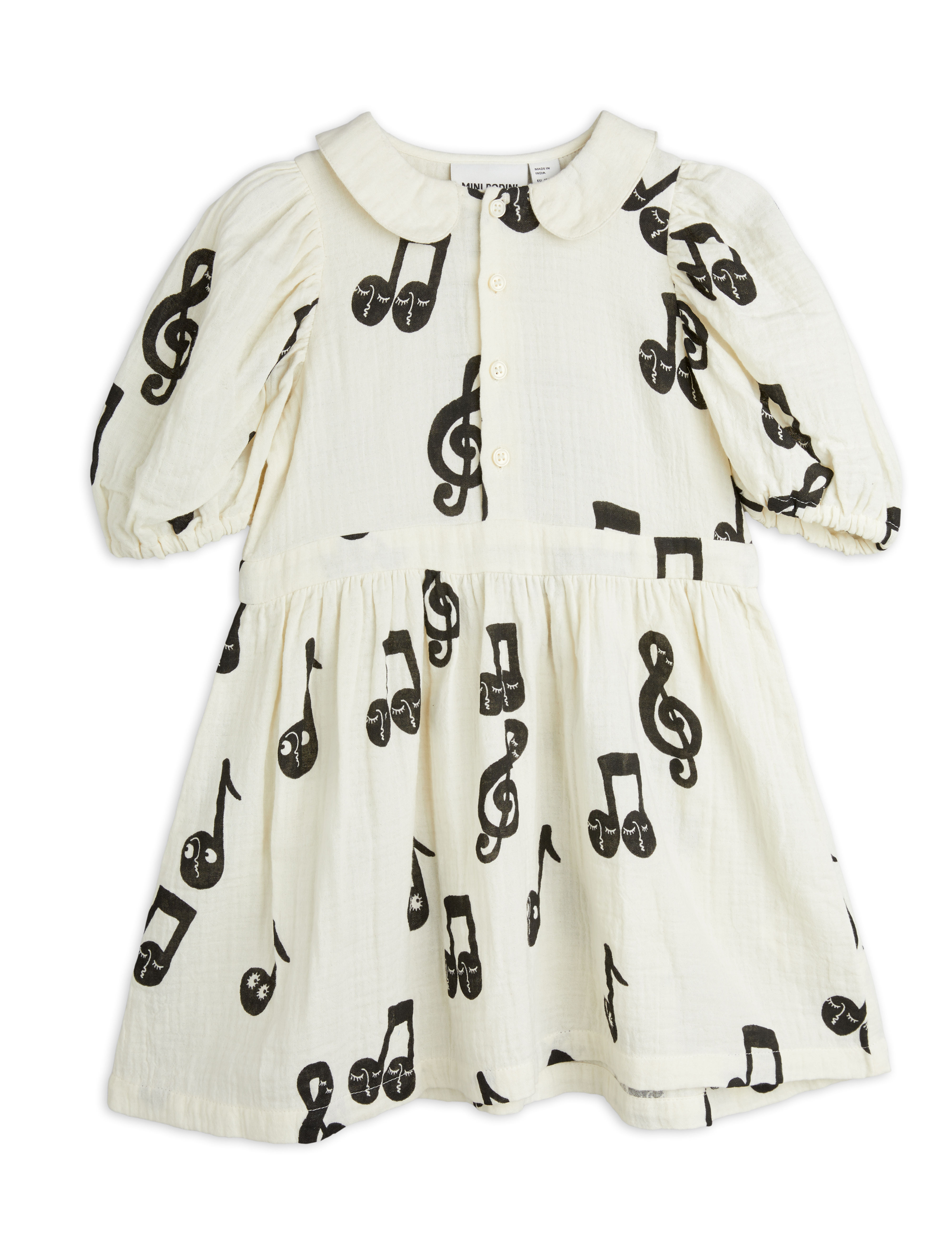 Mini Rodini Note Muslin Dress (White)