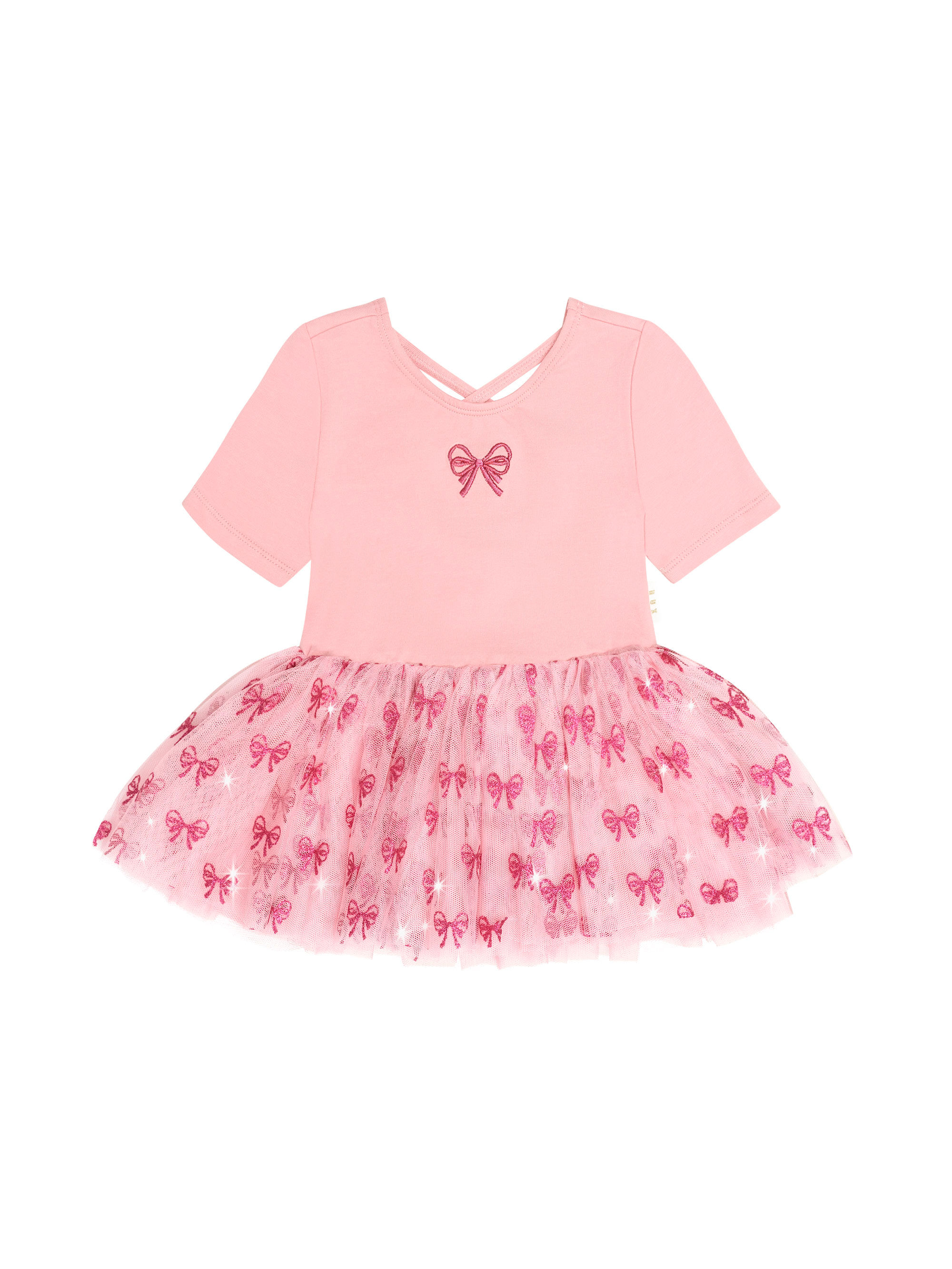 Huxbaby Glitter Bow Tutu Tulle Dress (Vintage Pink)