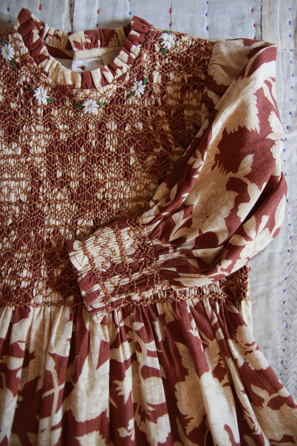 ワンピース Bonjour diary HANDSMOCK DRESS 2y 2024aw Bonjour Diary Handsmock Dress (Autumnal Green Flowers