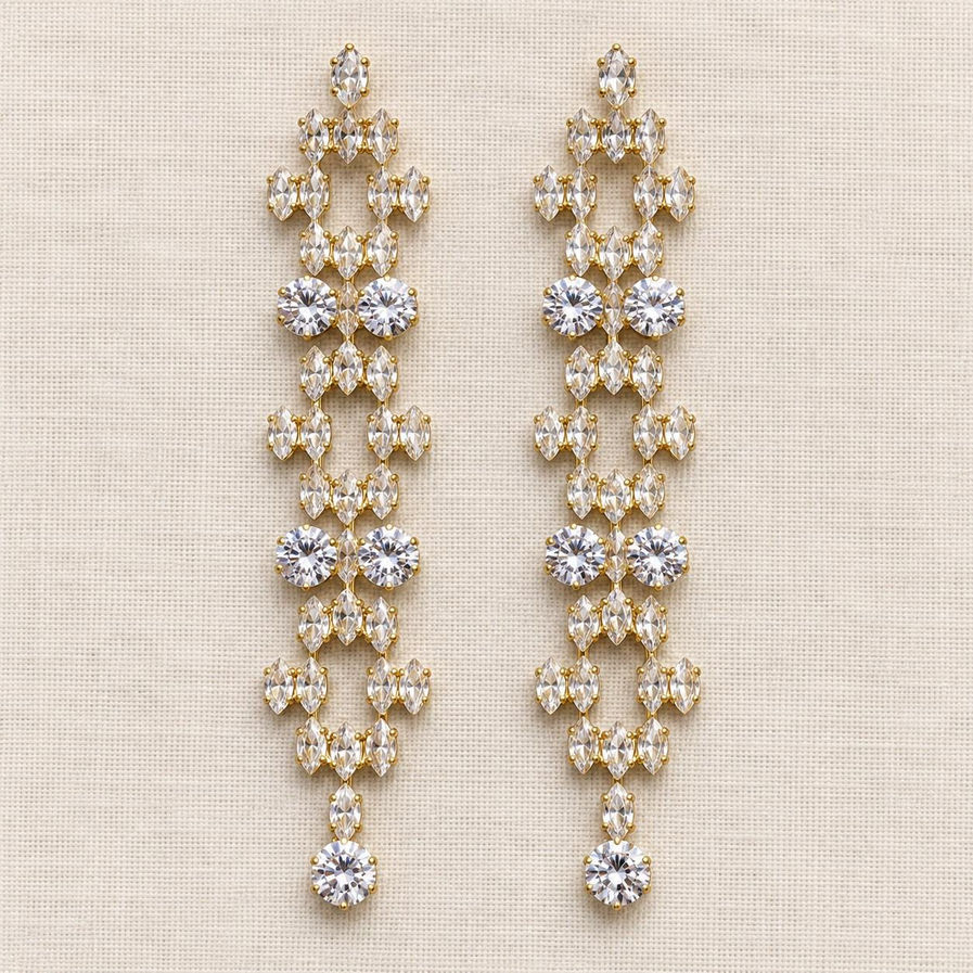 Long Crystal Chandelier Earrings