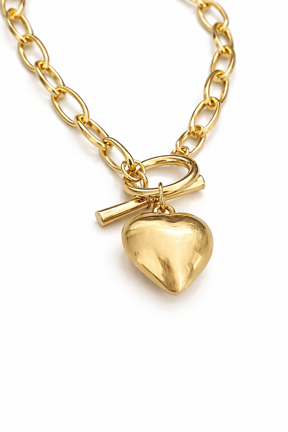 Polished heart pendant chain necklace for women
