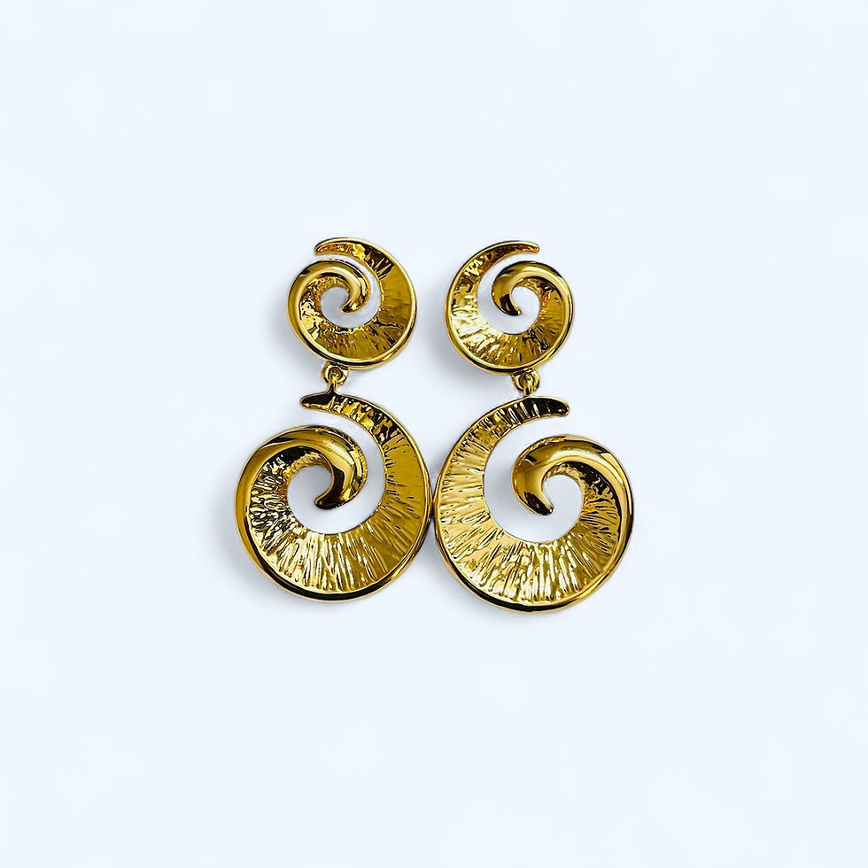 Noor spiral earrings with anti-tarnish finish in tribal gold combo
