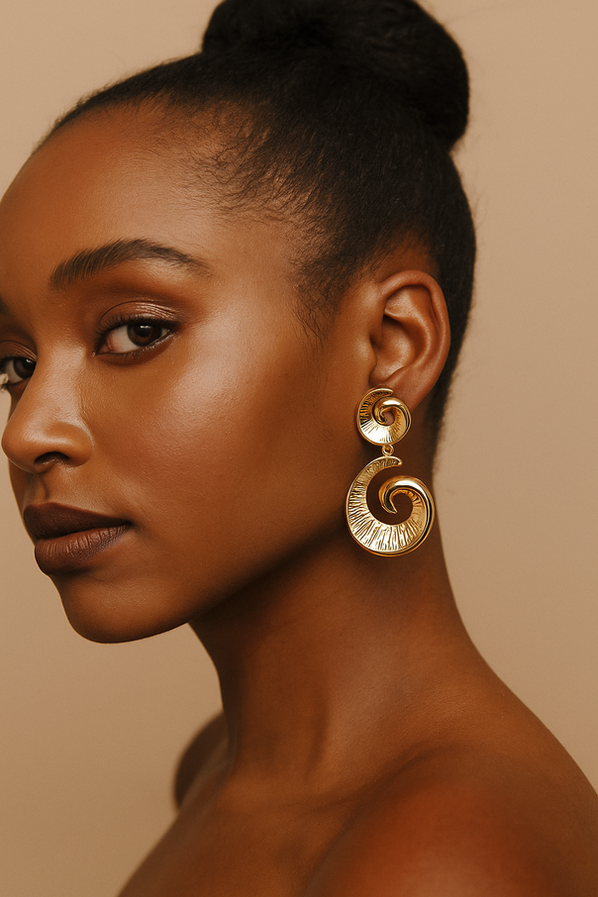 Noor spiral earrings with anti-tarnish finish in tribal gold combo