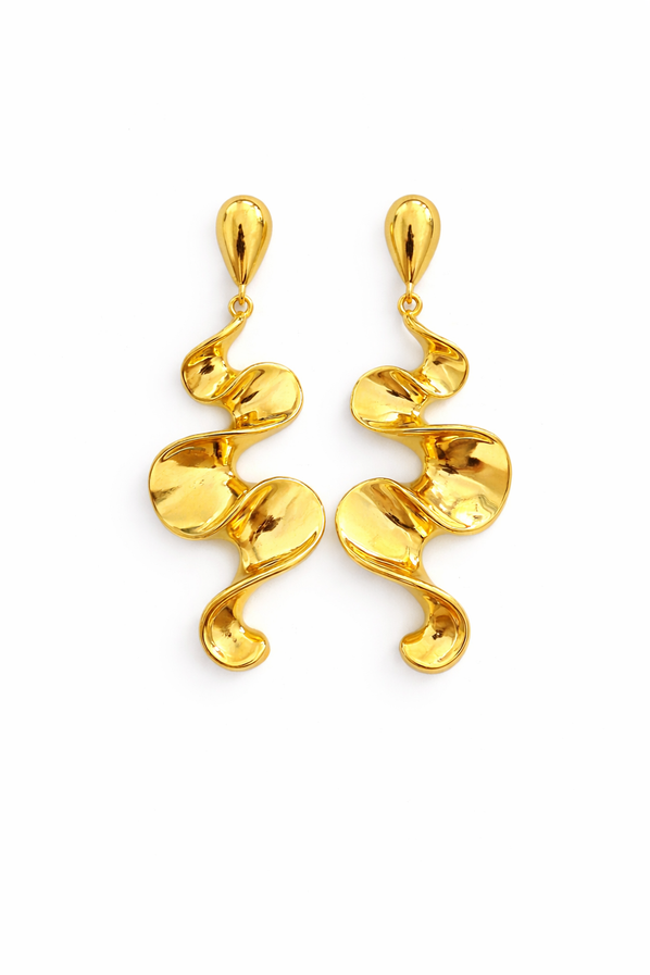 Plated abstract wave earrings for women