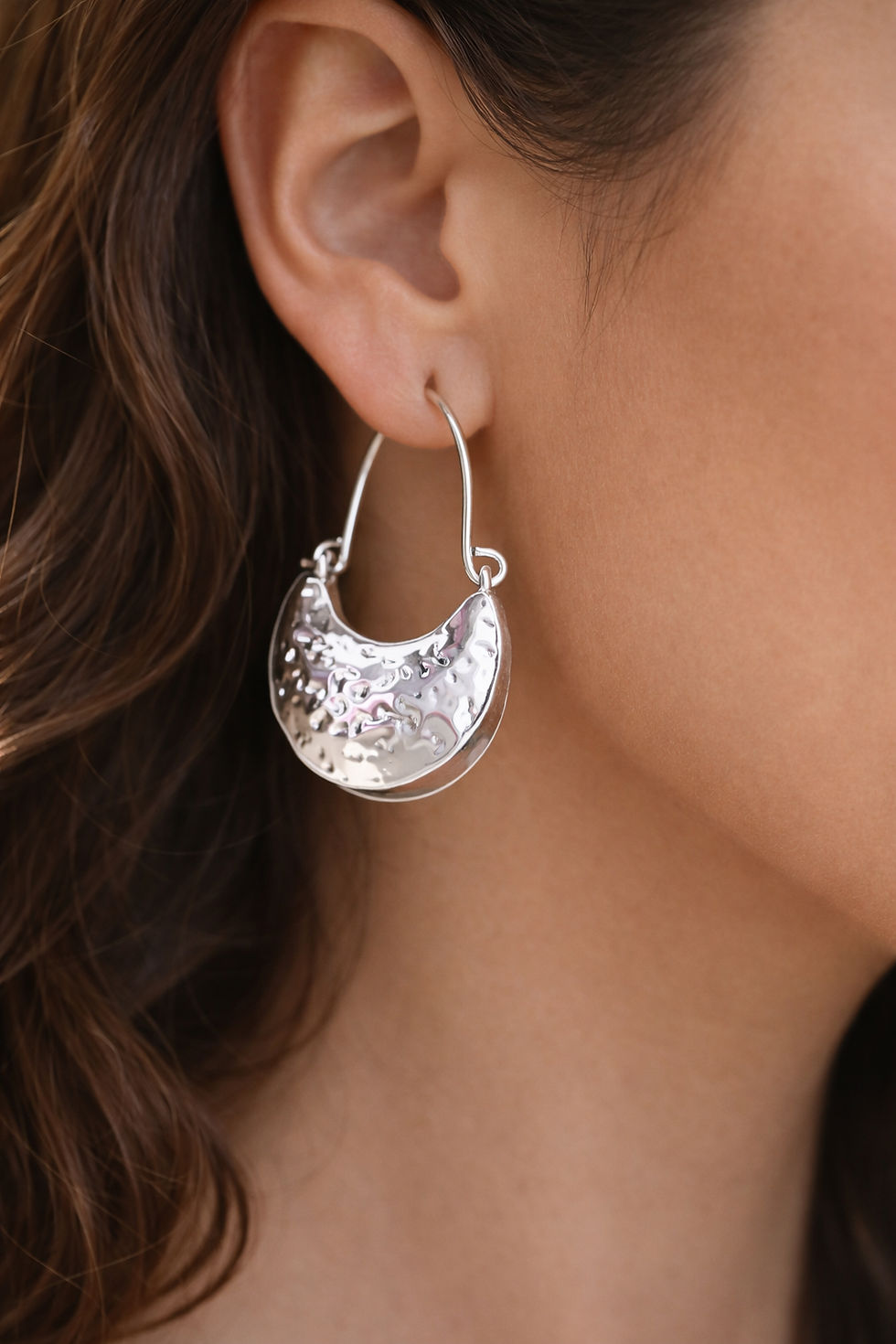 Sculpted crescent statement earrings for women