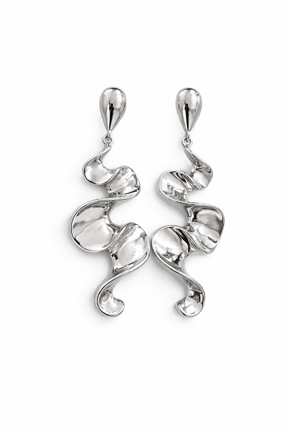 Plated abstract wave earrings for women
