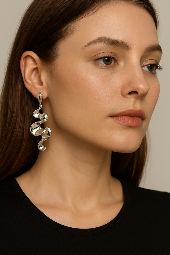 Modern statement drop earrings with fluid sculptural design