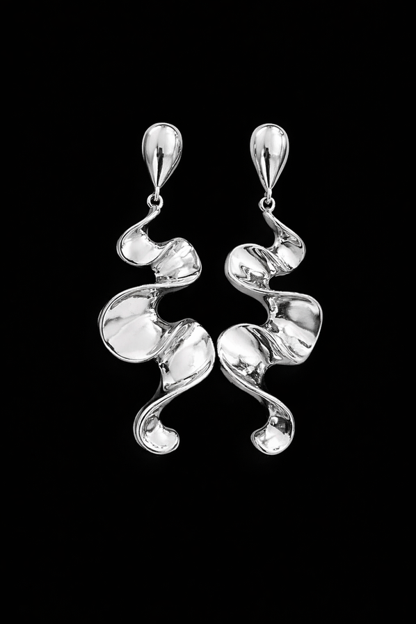 Plated abstract wave earrings for women