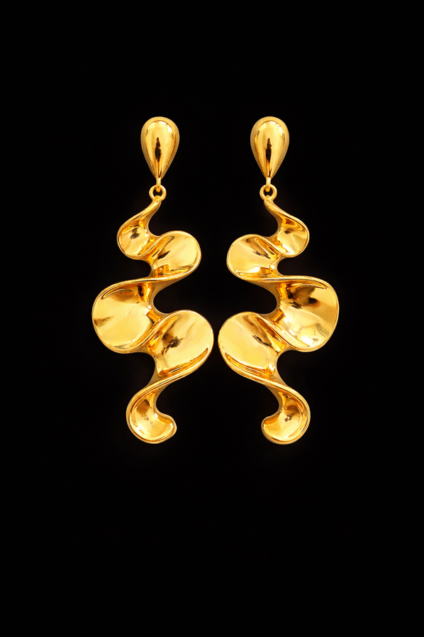 Plated abstract wave earrings for women