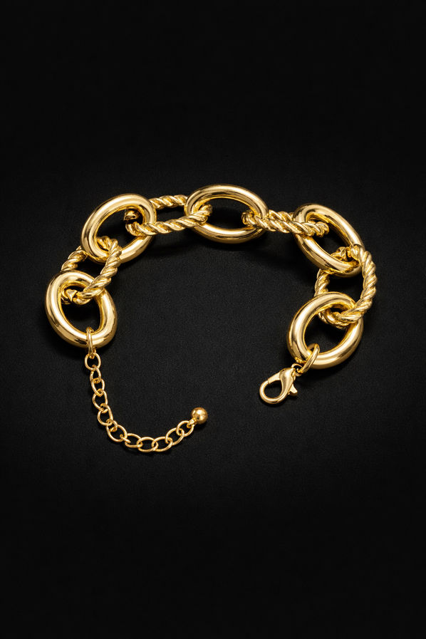 Modern gold plated link bracelet for women