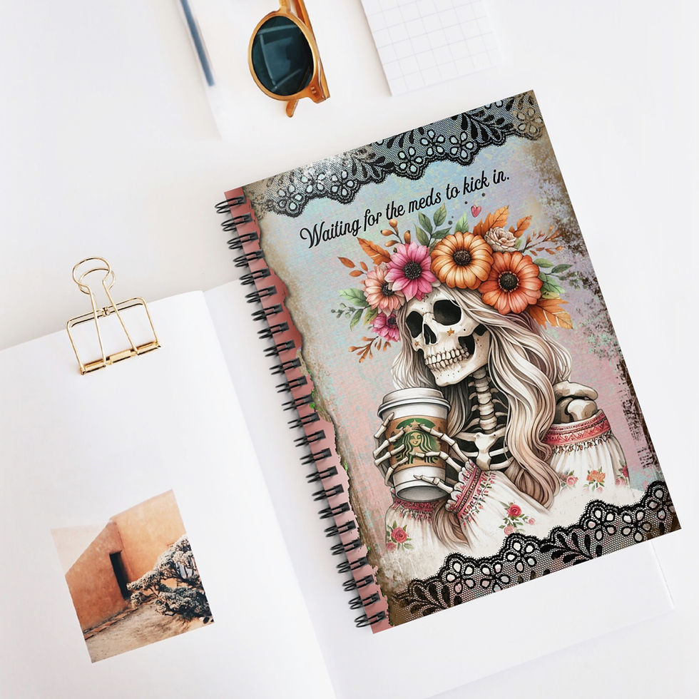 Thumbnail: Skull Girlie Notebook- Ruled Lines, Journal for Creative Souls