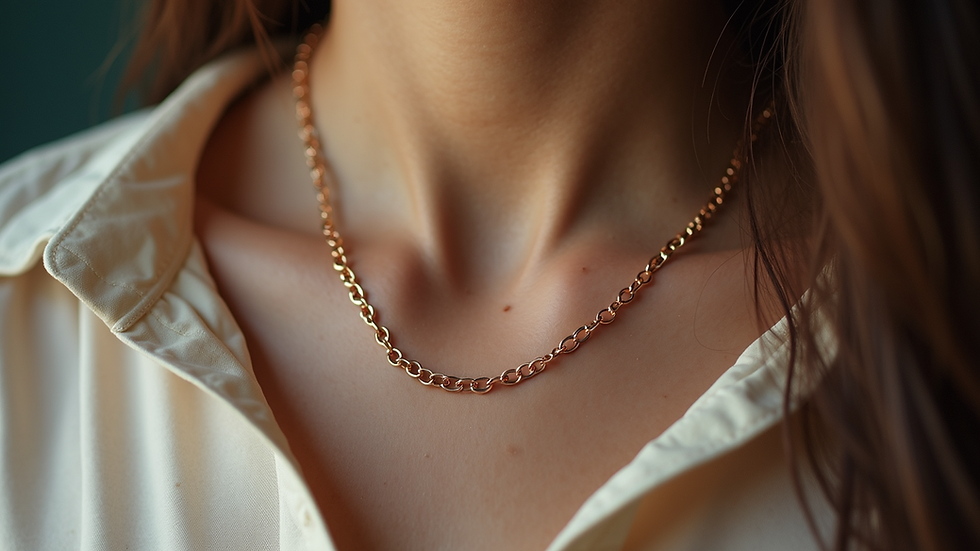 Close-up view of a stylish handmade necklace