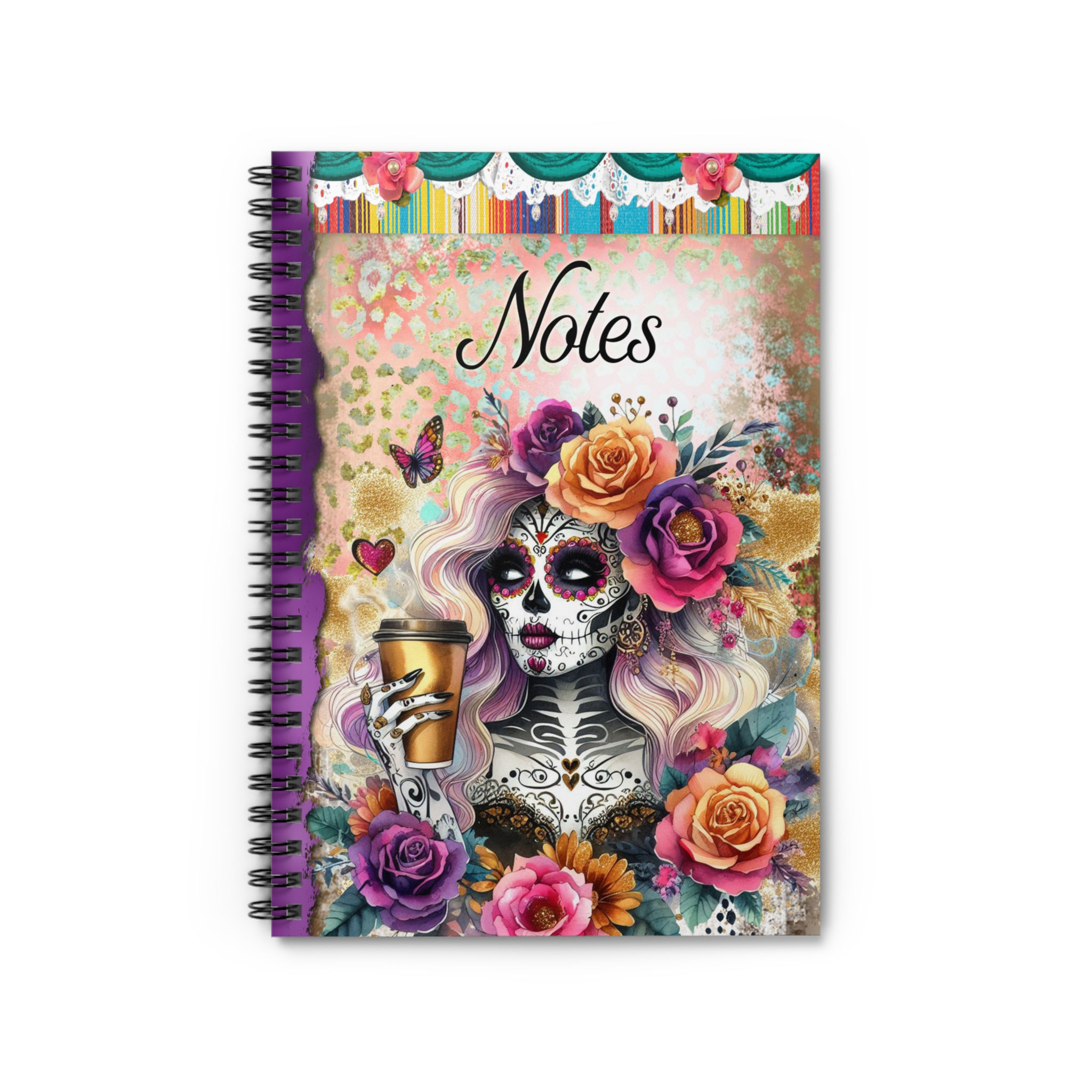 Sugar Skull Girlie #1 Spiral Notebook- Ruled Lines, Journal for Creative Souls