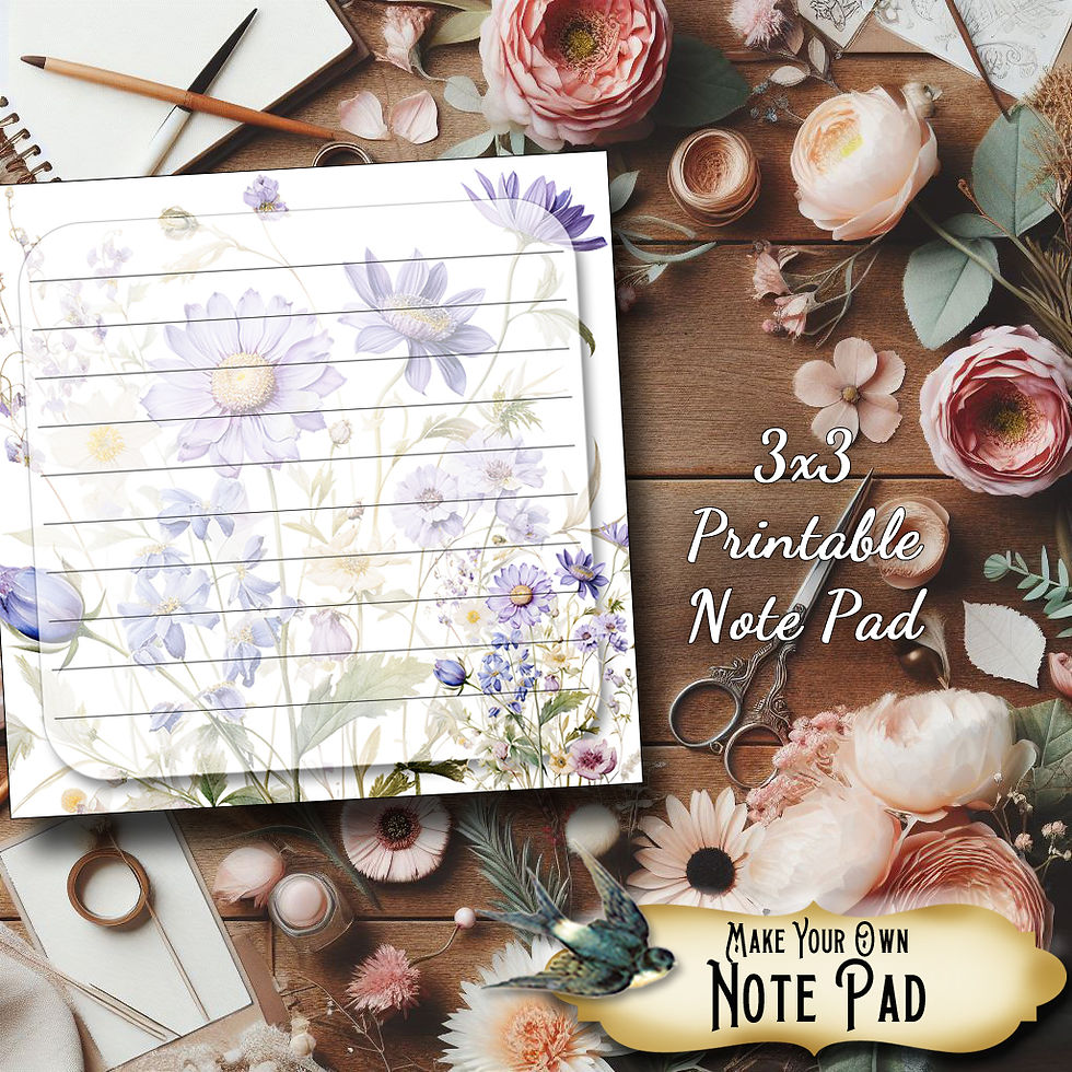 Thumbnail: WILDFLOWER #1 PRINTABLE 3X3 NOTE PAD • Print and Cut