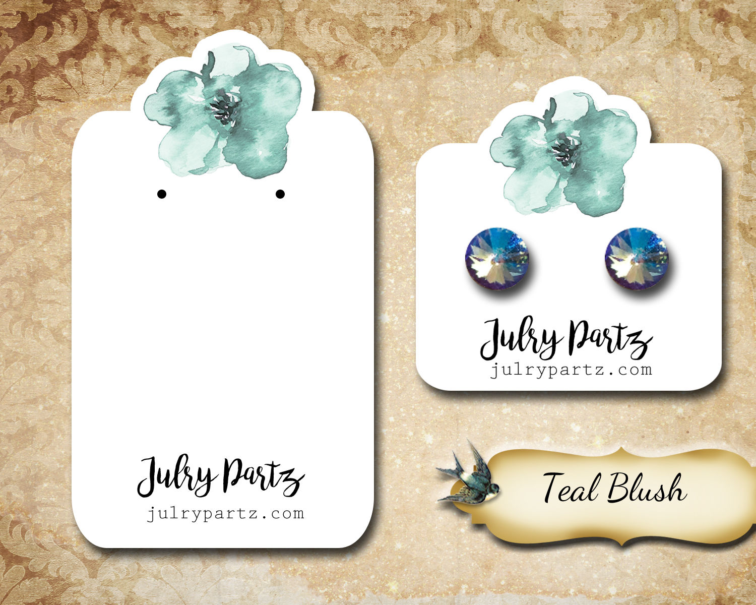 60 TEAL PETALS • Earring Cards •Jewelry Cards