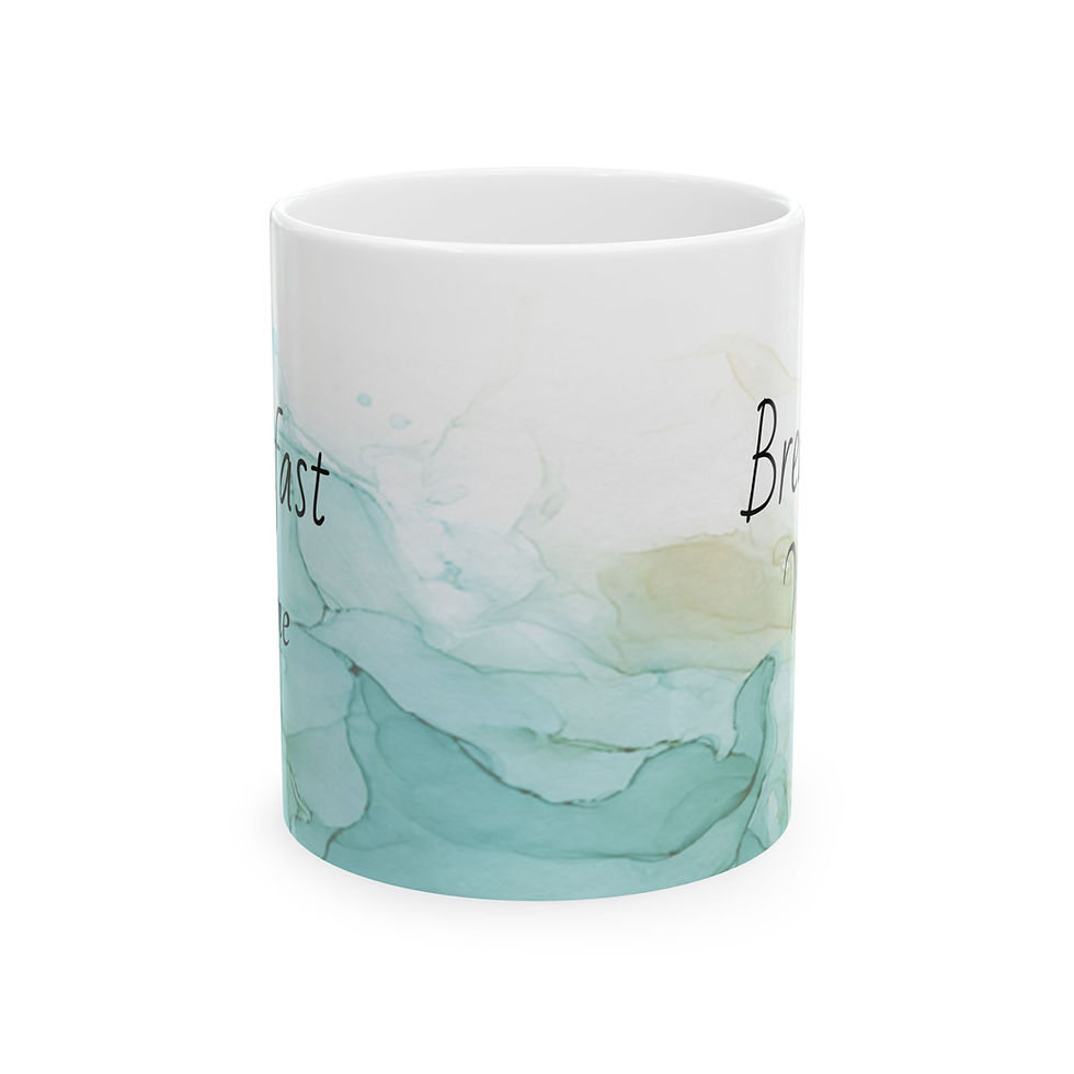 Thumbnail: Breakfast Wine Mug - Emerald Whisper Watercolor Teal Green Design