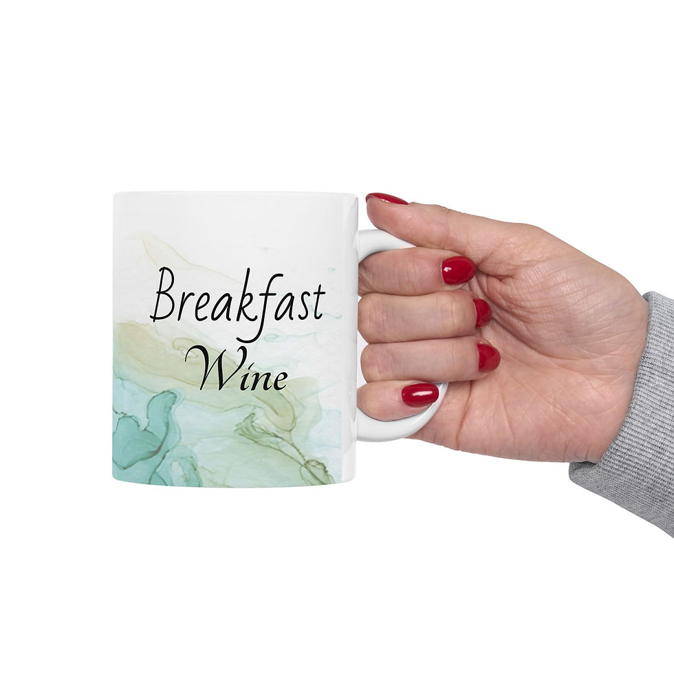 Thumbnail: Breakfast Wine Mug - Emerald Whisper Watercolor Teal Green Design