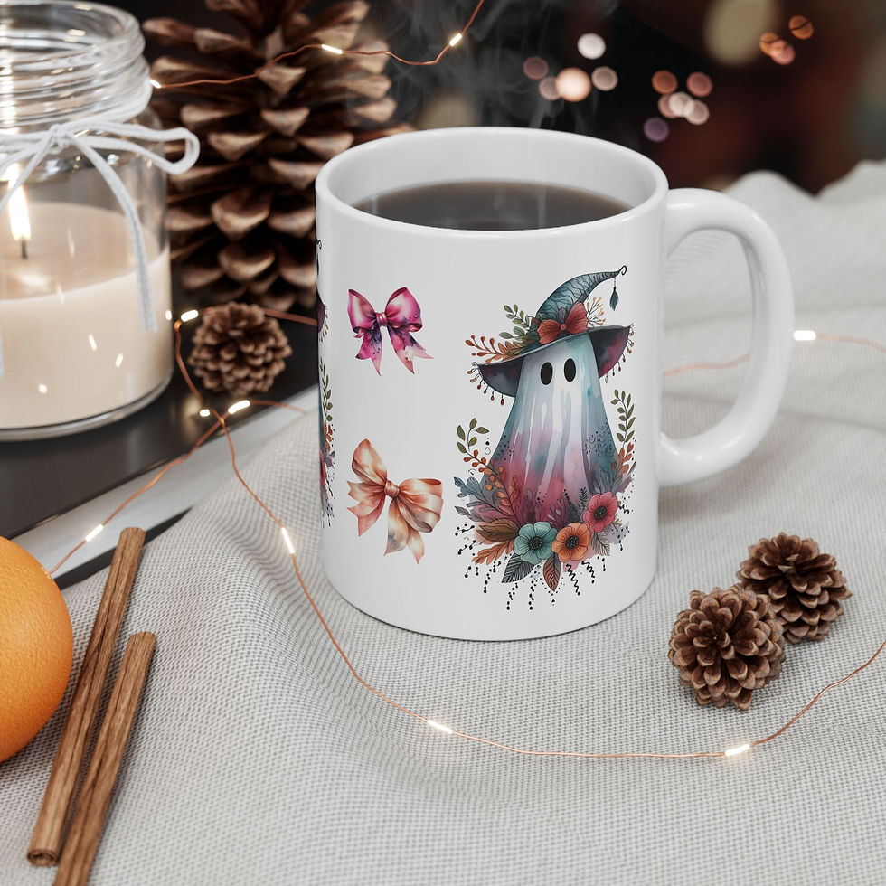 Thumbnail: Boho Hippie Girlie Ghost Ceramic Mug