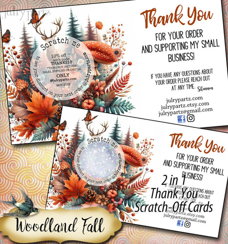 Fall Scratch Off Woodland Fall #2 • Scratch-Off Thank You Card | julry partz