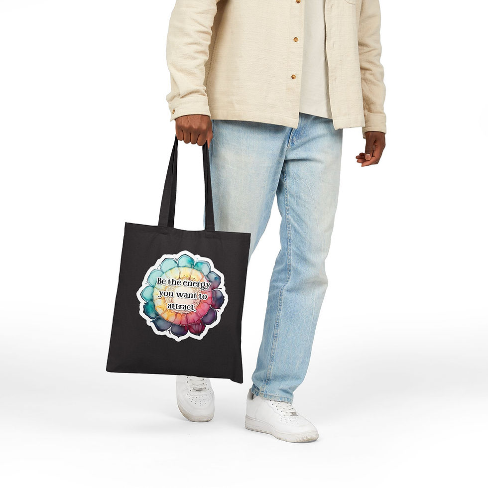 Thumbnail: Be the Energy, Floral Tote Bag, Eco-Friendly Shopping Bag