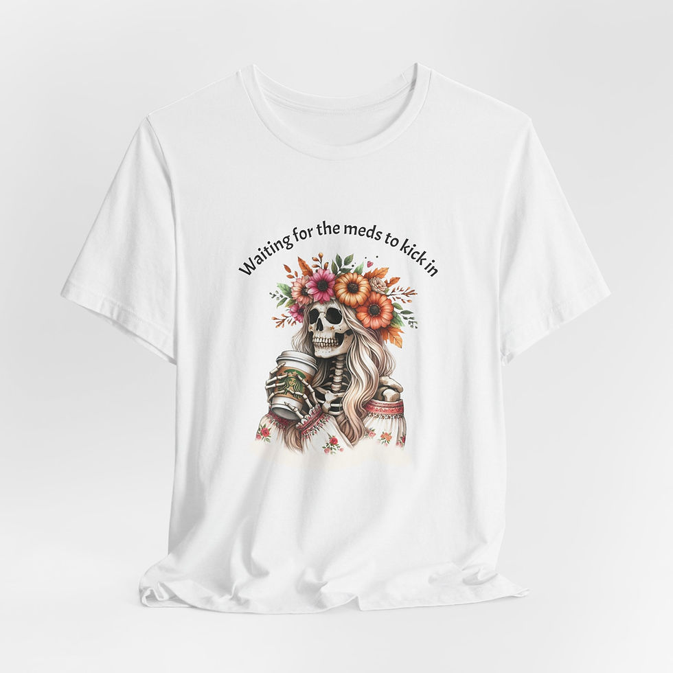 Thumbnail: Skull Girlie Tee with Floral Design - Autoimmune Disease Awareness