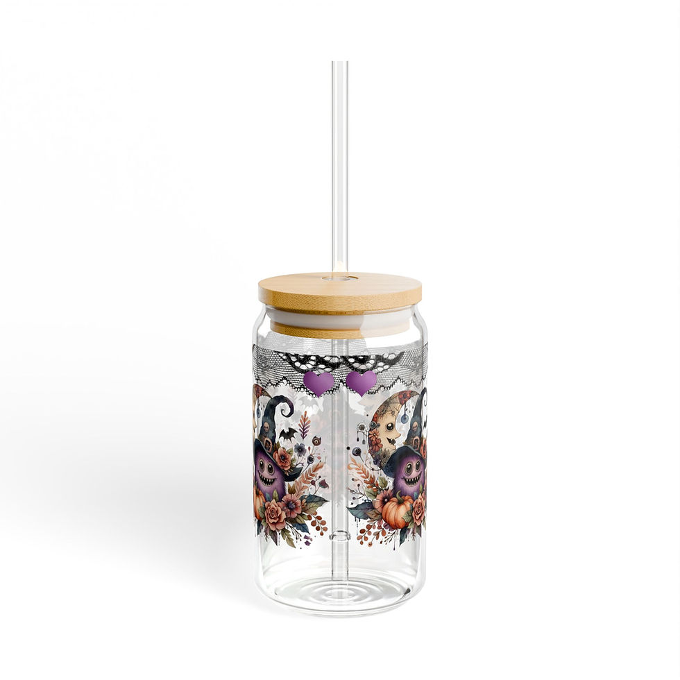 Thumbnail: Scary Bug, Boho Sipper Glass, 16oz Drinkware for Summer Parties,Eco-Friendly Cup