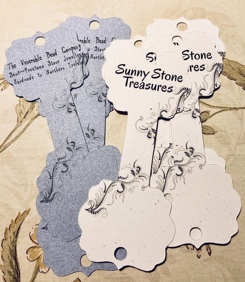 Thumbnail: 64 Victoria #3•Jasmine•Hang tags•2x5"•NECKLACE HOLDERS•Fold Over Tags•Hang Tag