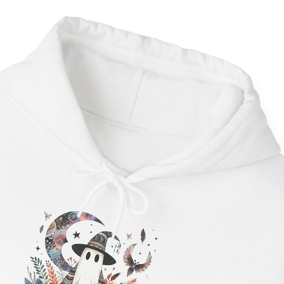 Thumbnail: Ghost Boho Hoodie - Cute Girlie Hippie Fall Halloween Sweatshirt