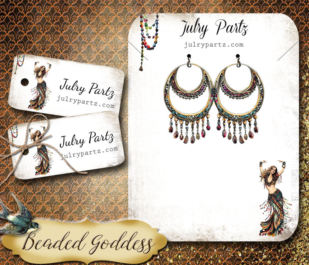 BEADED GODDESS #2 • Necklace Card• Earring Cards •Jewelry Cards