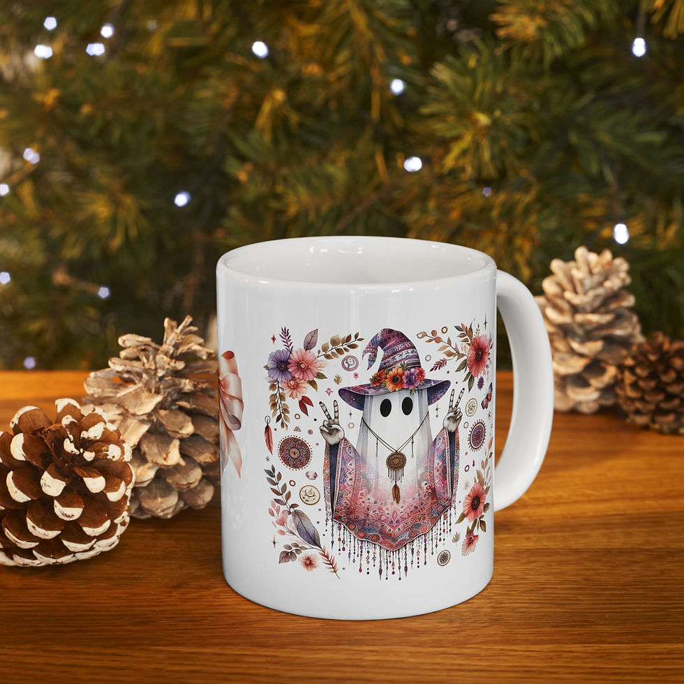 Thumbnail: Boho Hippie Girlie Ghost Ceramic Mug