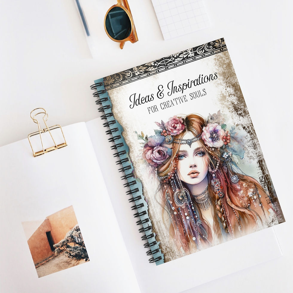 Thumbnail: Boho Spiral Notebook - Vintage Inspired Blank Journal for Creative Souls, AURORA
