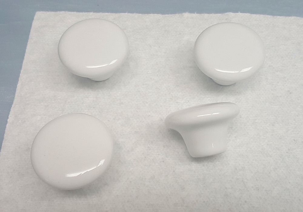 White Ceramic Knobs - Flat Tops