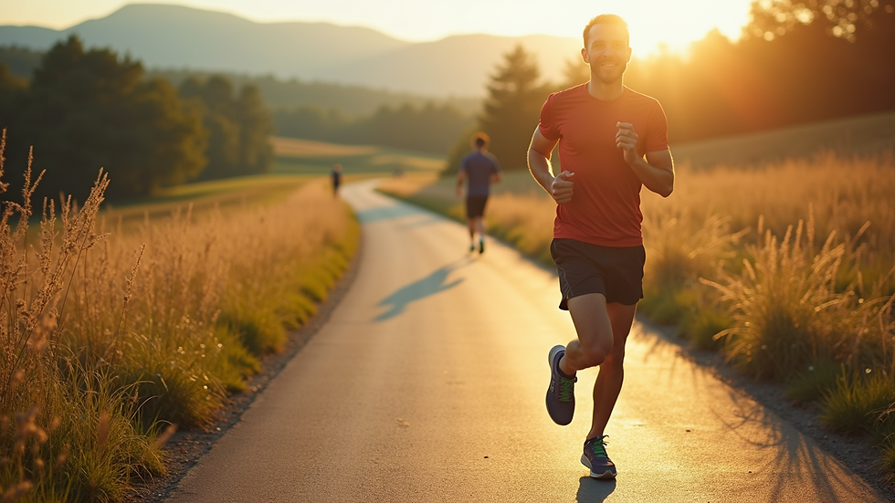 High angle view of a person jogging on a sunny day