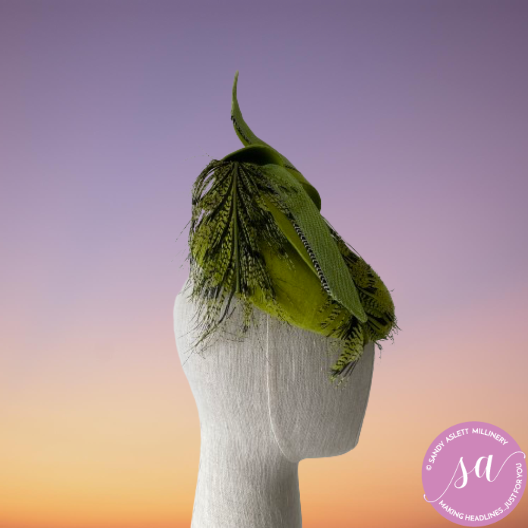 Serenita- Felt & feather hat or headpiece