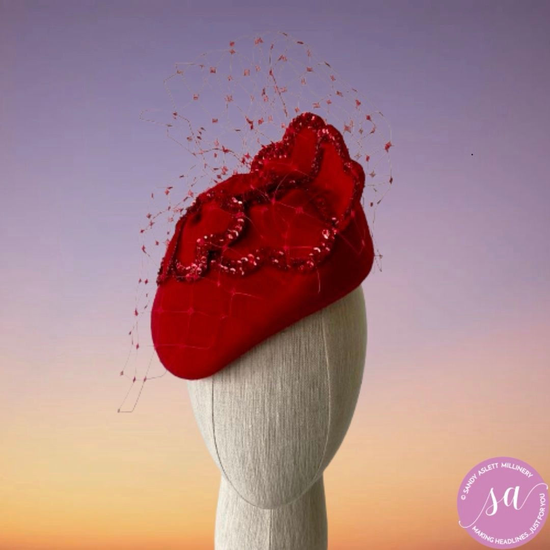 Scarlet Allure - Felt Pillbox hat