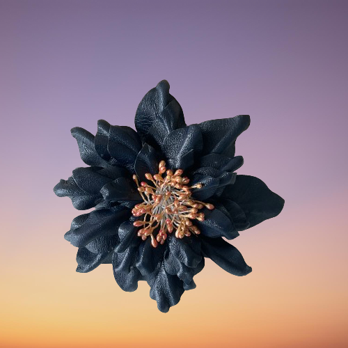 Thumbnail: Leather Flower Brooch -Handmade leather flowers