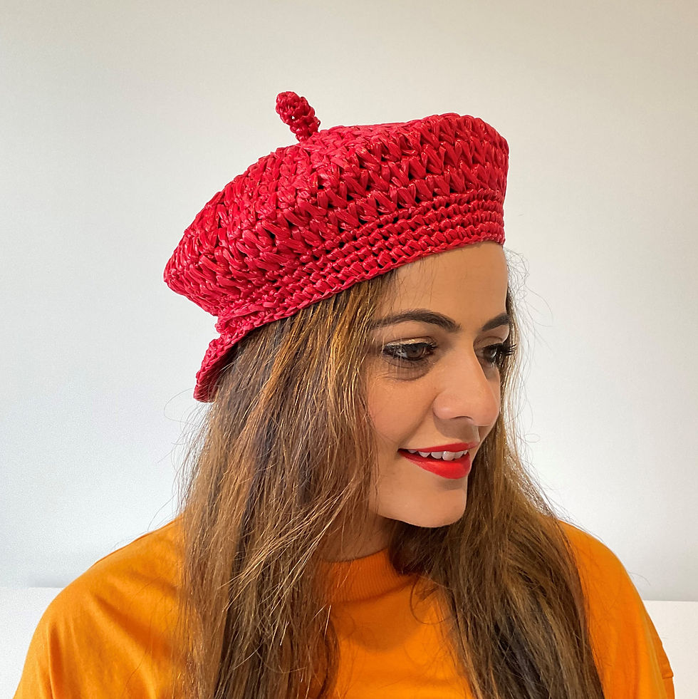Thumbnail: Red Crochet cap - custom made with peak