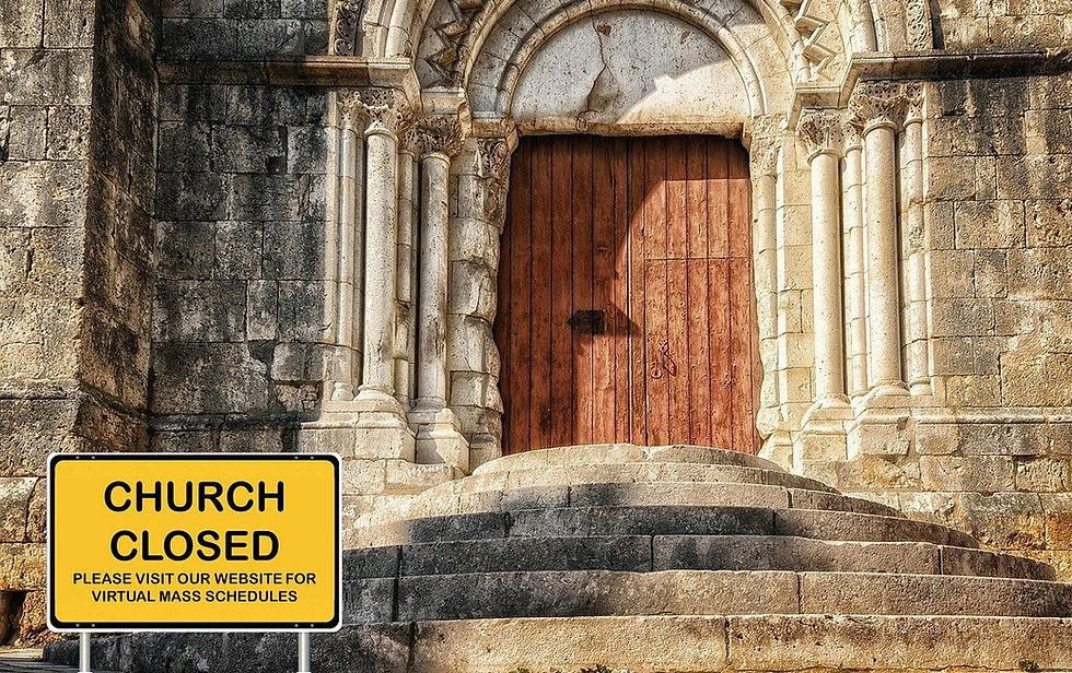 church closed sign due to coronavirus
