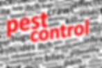 "Pest control" in bold red amidst black words like bugs, itch, and kill on a white background, illustrating pest-related challenges.