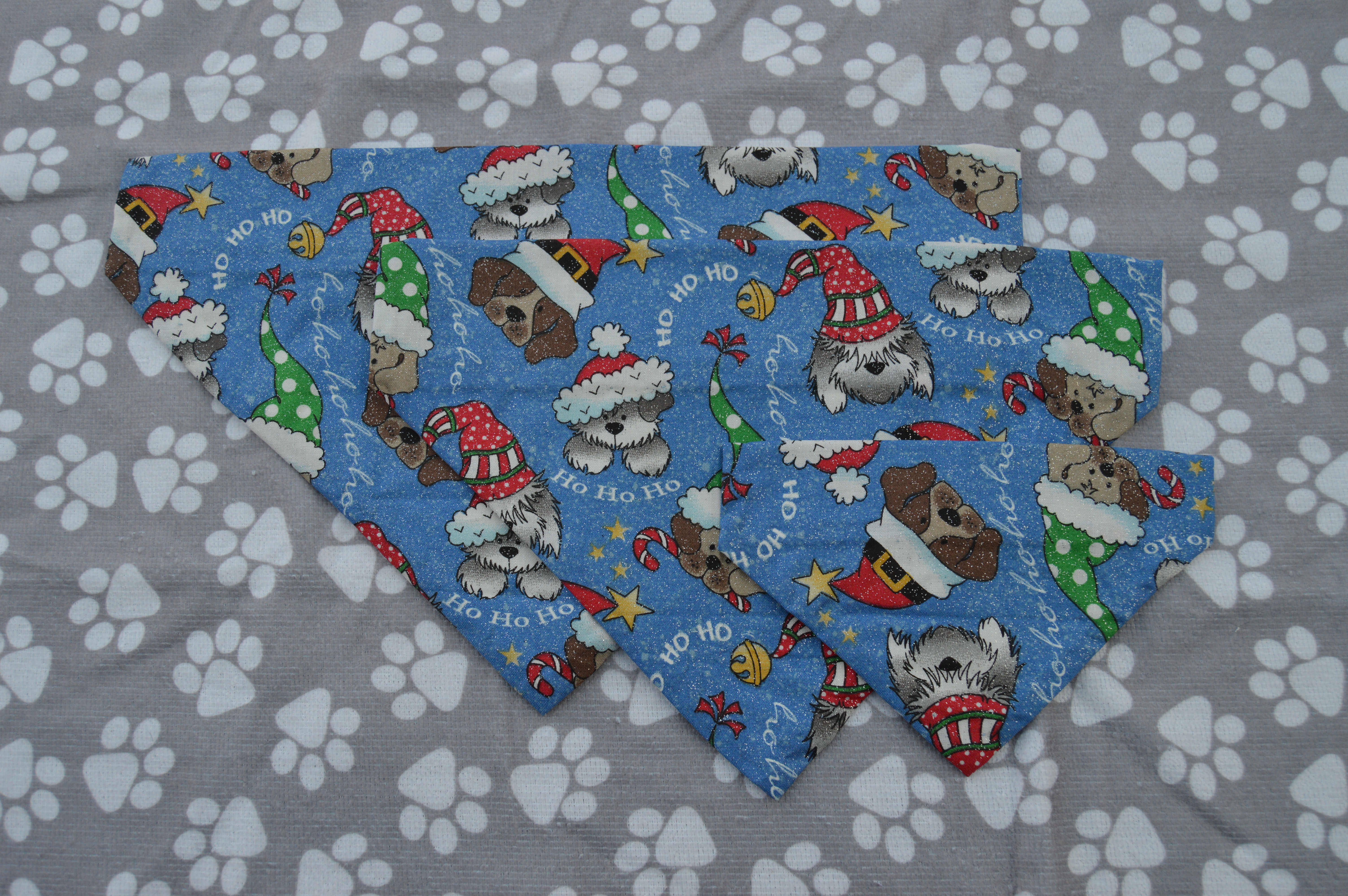 Blue Sparkle Santa Paws Christmas Pet Bandana