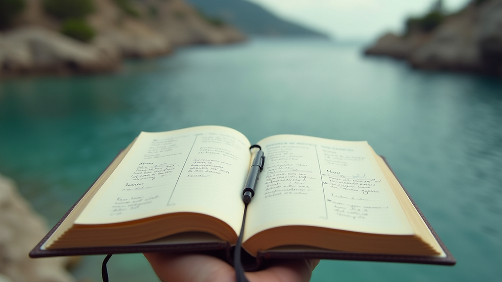 Vue en plongée d’un carnet de notes avec un plan d’action commercial écrit à la main