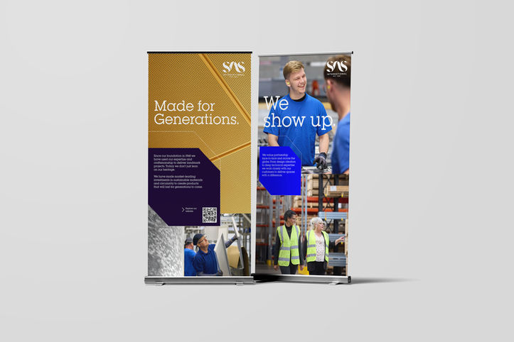 SAS International exhibition graphics featuring the Made for Generations brand platform