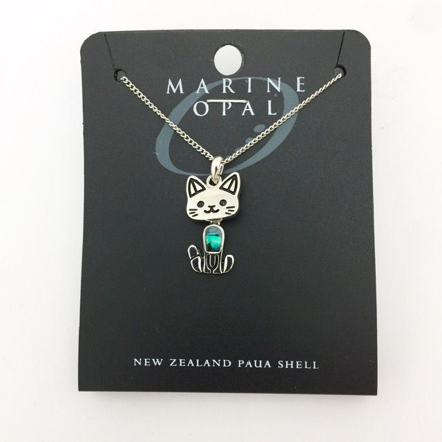 Thumbnail: Marine Opal - Paua-Shell / Cat pendant