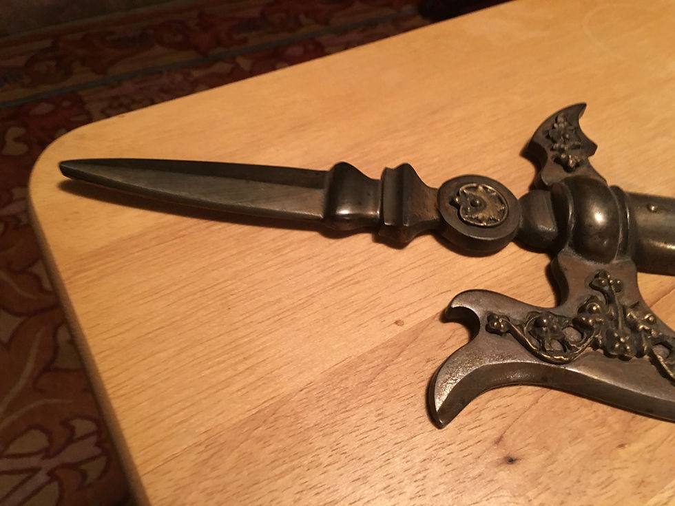 Thumbnail: Gothic cast brass and hardwood wall thermometer